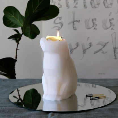 PyroPet Kisa Cat Skeleton Candle - 7" Tall, White