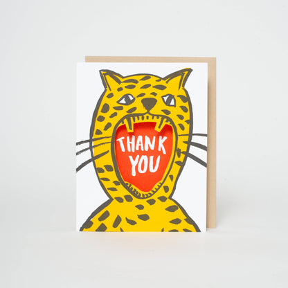 Egg Press Manufacturing - Thank You Cheetah Die-cut Letterpress Greeting Card by Egg Press
