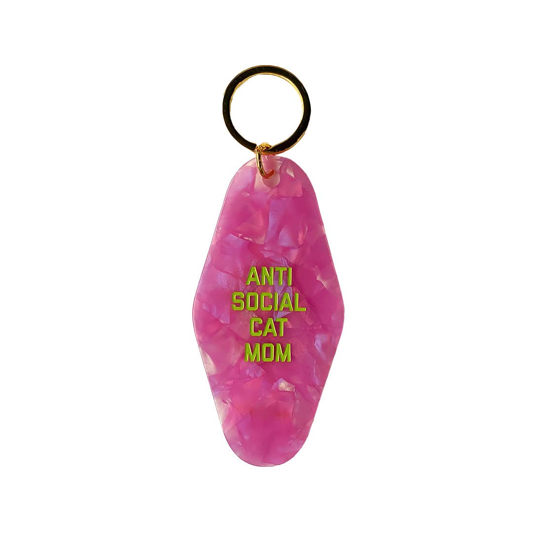 Golden Gems - Anti Social Cat Mom Keychain