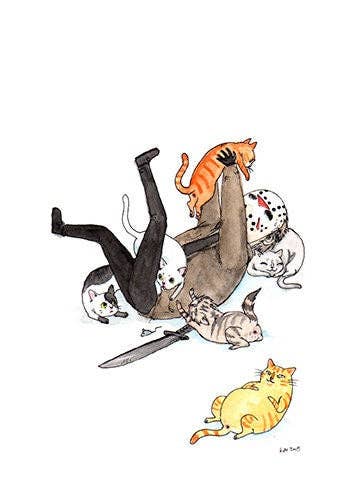 Stupid Animal Shop - Friday the Purrteenth - Jason with Cats Print