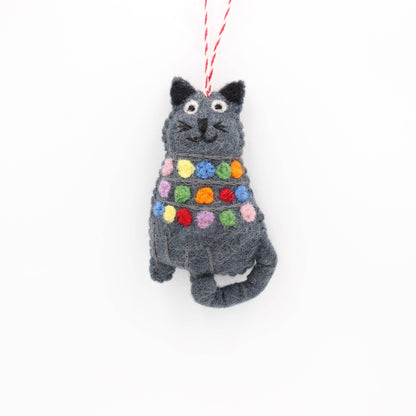 Handmade Black Cat Wool Felt Ornament