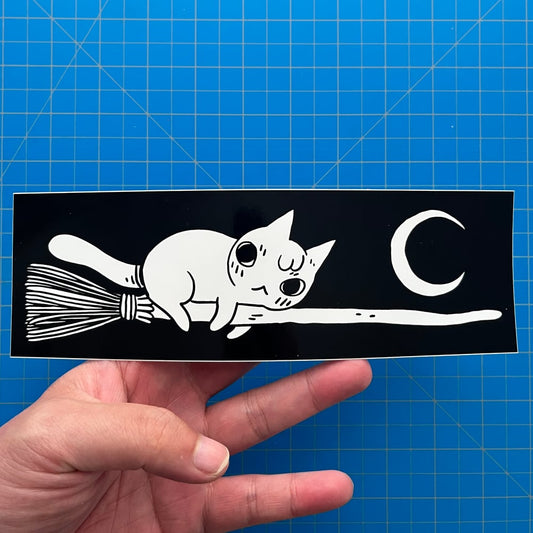 Broom Cat Bumper Sticker