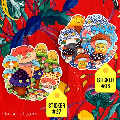 Paper Puffin - Mushroom Cat #27 Large Sticker