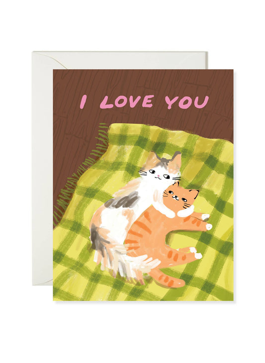 Karen Schipper - Cat Snuggle - Sweet Cat Love Card