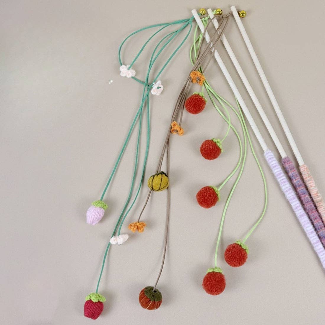 Moo - Fruit Wand Cat Toy with Pom Teaser