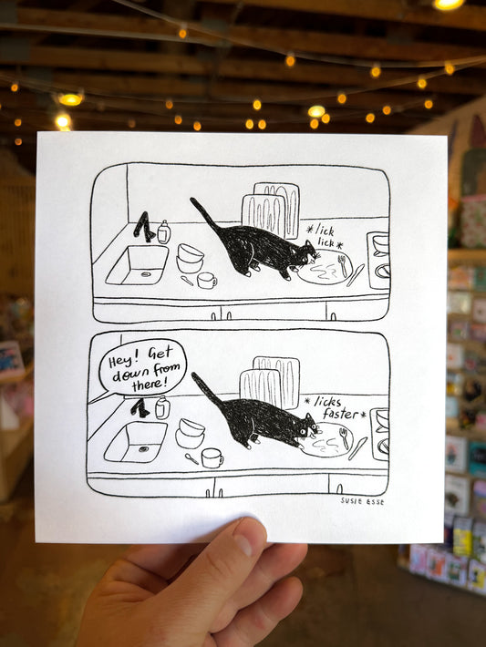 “Licks Faster” comic print by Susie Esse