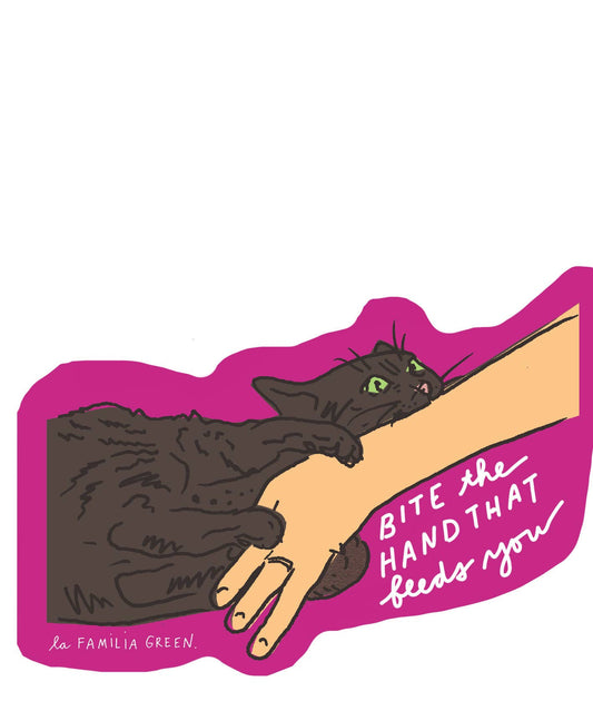 "Bite the Hand that Feeds You" vinyl sticker