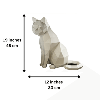 White Cat 3D Origami Model Paper Art