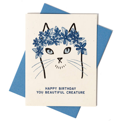 Happy Birthday You Beautiful Creature - Risograph Card