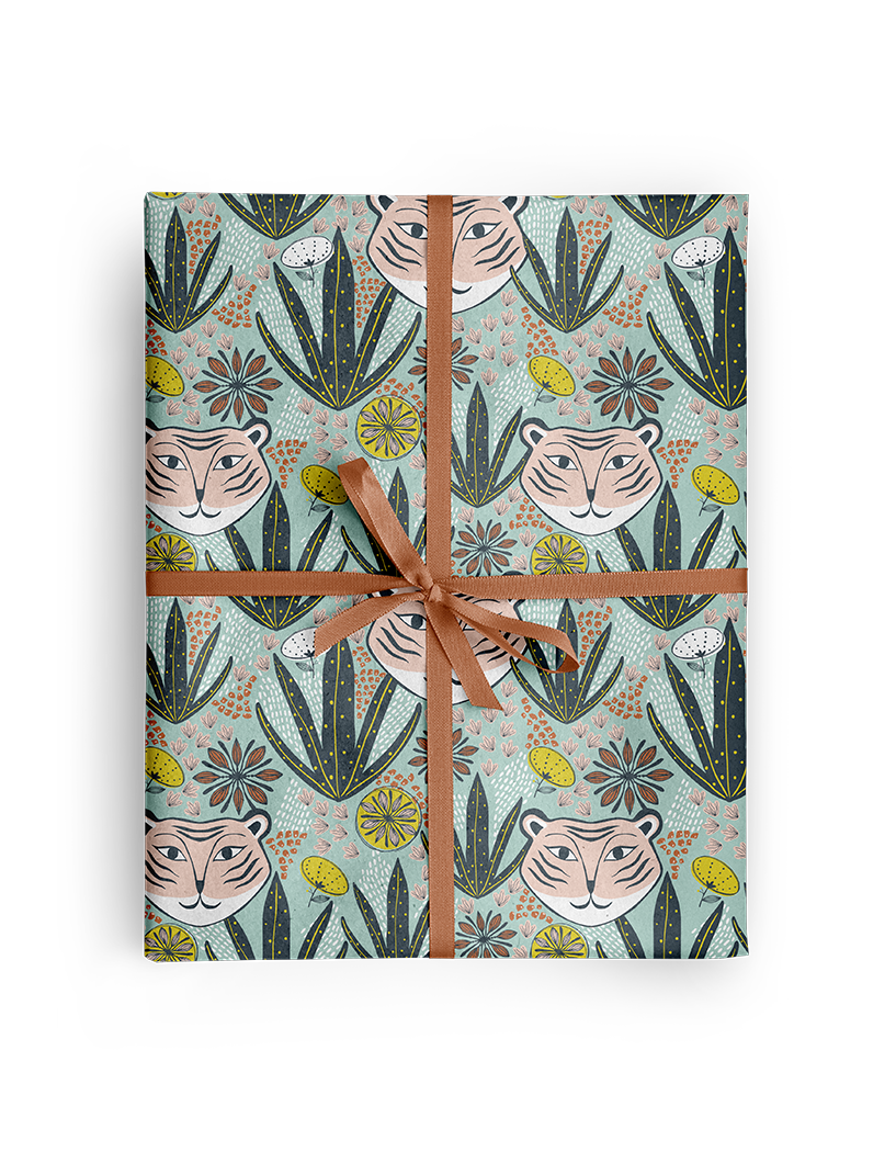 Mid-Century Tiger Wrapping Paper – 3 Rolls (3 Sheets Each)