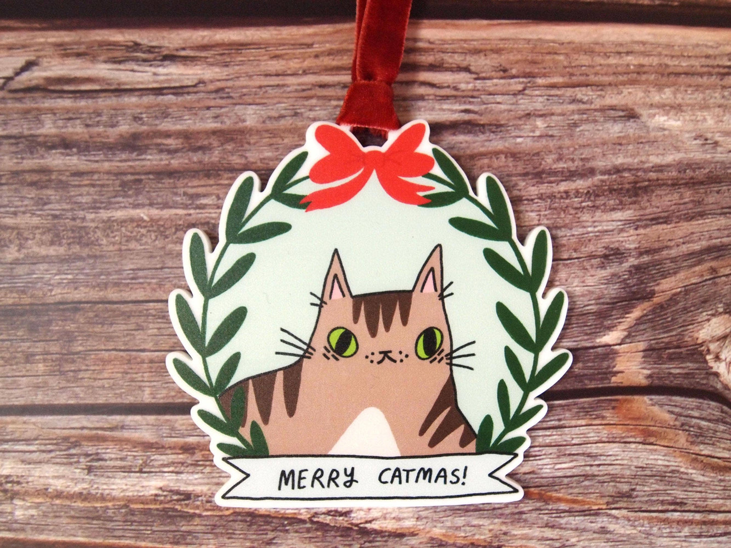 I LIKE CATS - Tabby Cat Christmas Tree Ornament Decoration