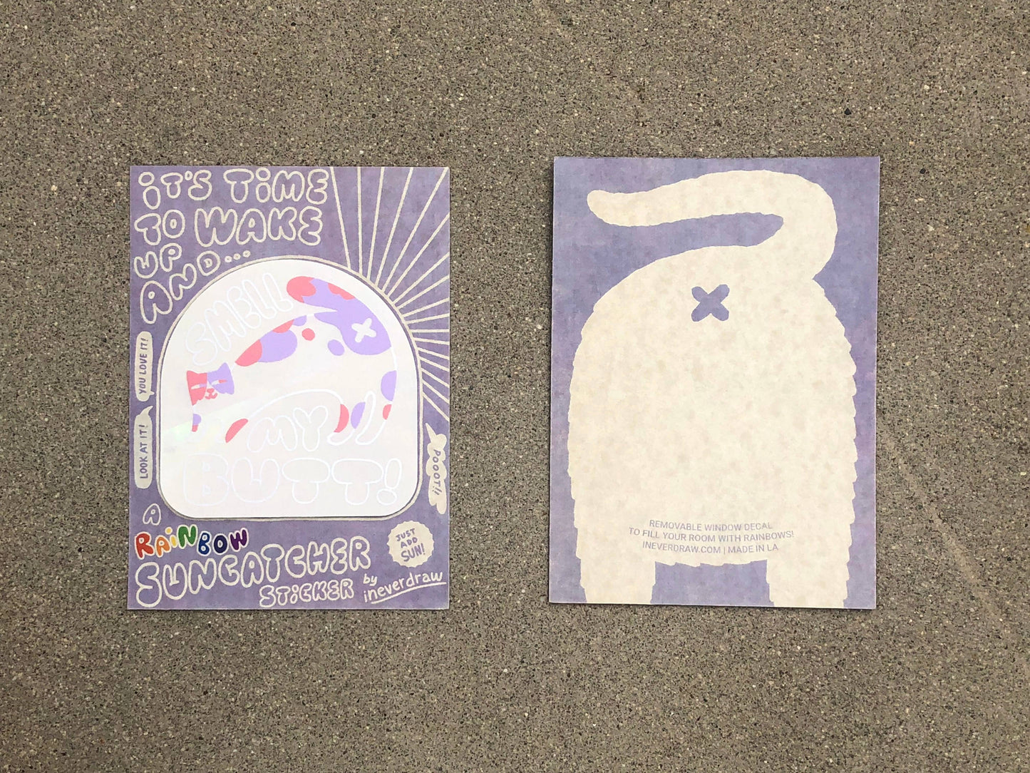 Smell My Butt Cat | Suncatcher Sticker | Rainbow Decal