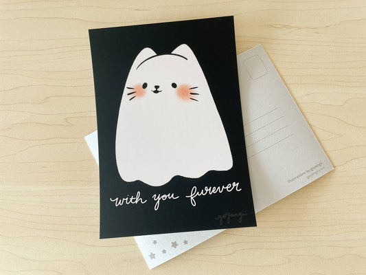 Ghost Cat Mini Print / Postcard