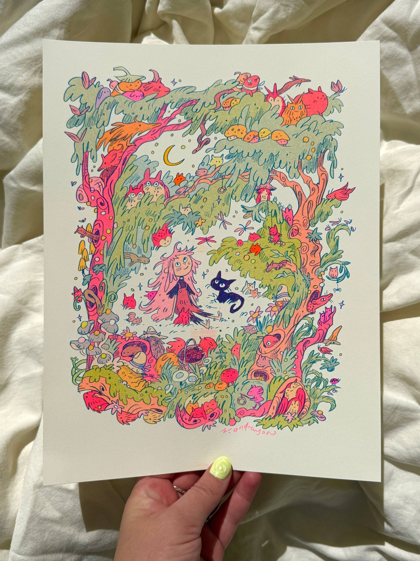 Mamu’s World of Wood Demons and Creek Creatures ~ Riso Print