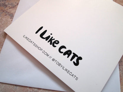 I LIKE CATS - Black Cat Illustrated Greetings Card