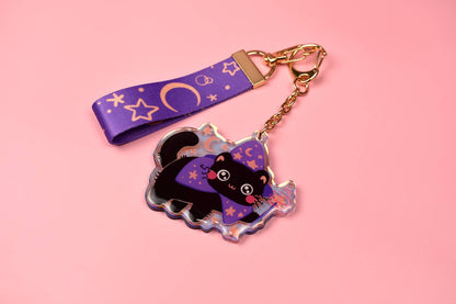 Frazzled Wizard Cat Keychain