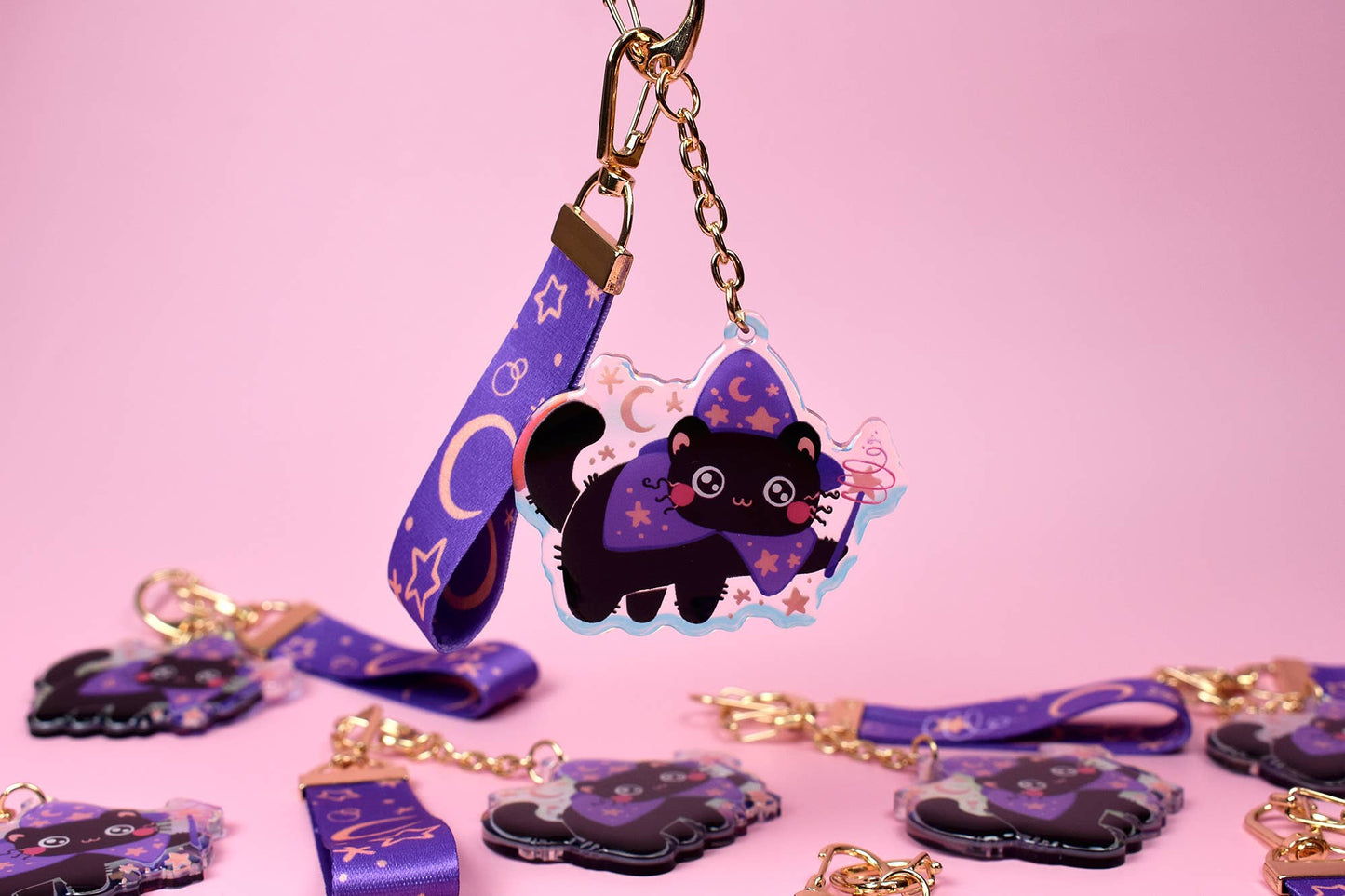 Frazzled Wizard Cat Keychain