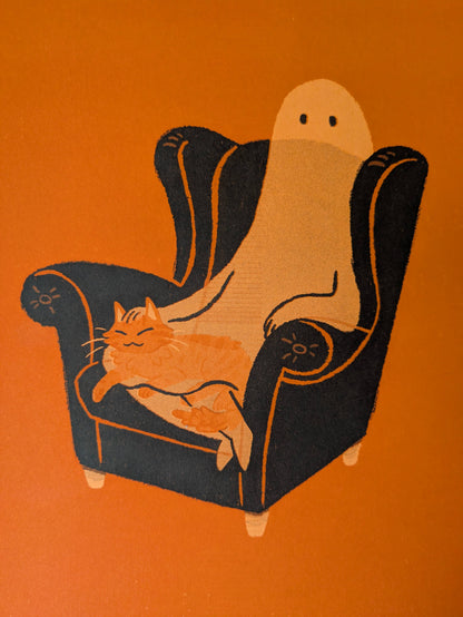 Haunted Homebodies Orange on Orange ☆ 8.5” x 11” Riso Print