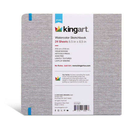 Hardcover Watercolor Sketchbook - 8.5” x 8.5” 140lb (300g) - 24 Sheets