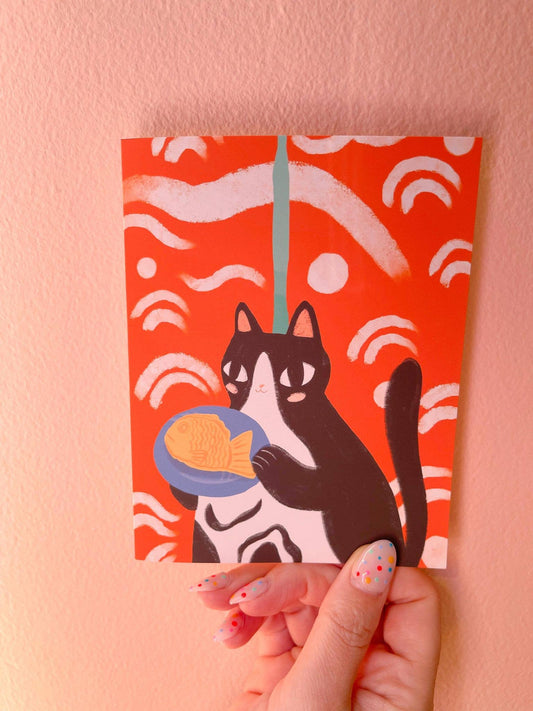 Taiyaki Cat blank greeting card