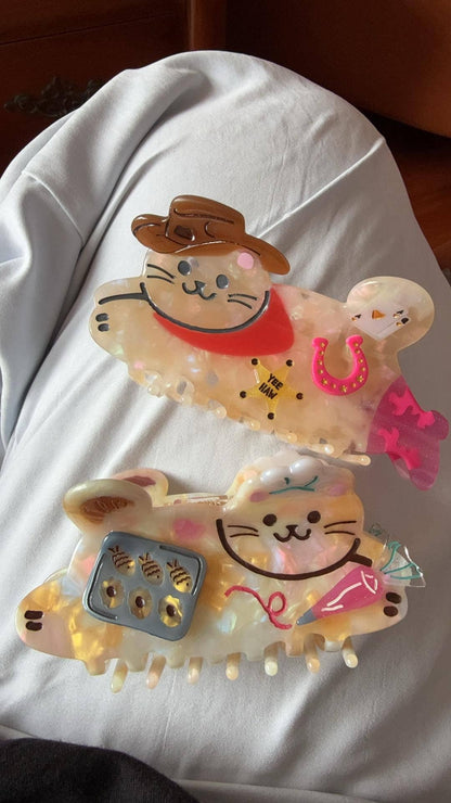 Cowboy Cat Hair Claw Clip