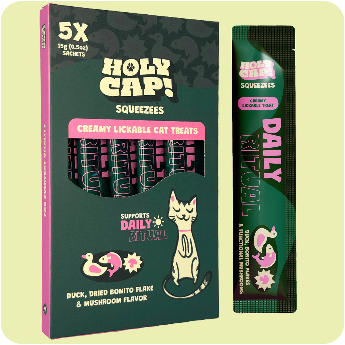 HOLY CAP Squeezees (CAT) Daily Ritual Lickable Treats, 5pc