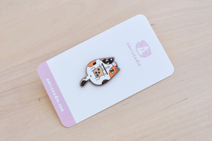 Calico Cat and Bubble Tea Enamel Pin