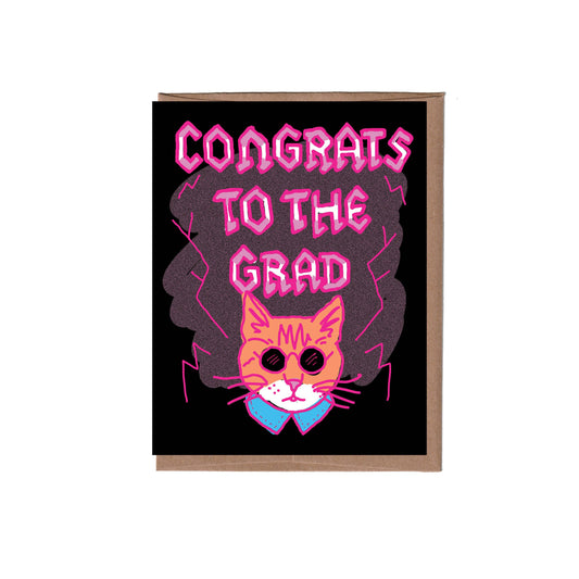 Heavy Metal Cat Graduation Greeting Card