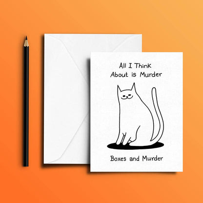 Boxes and Murder Greeting Card With Envelope