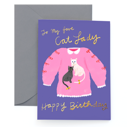 Carolyn Suzuki - CAT LADY - Birthday Card