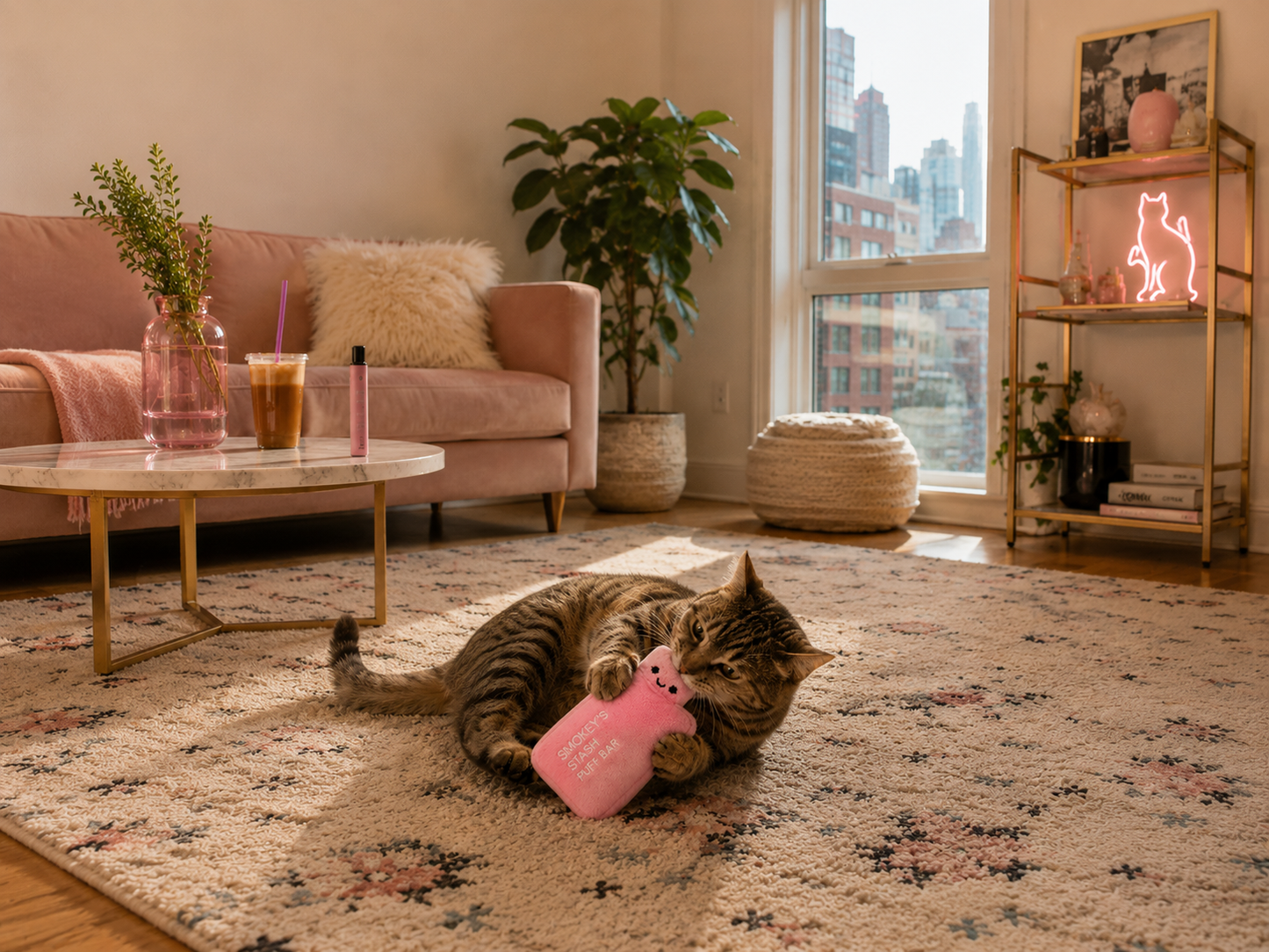 Refillable Pink Puff Bar with Catnip