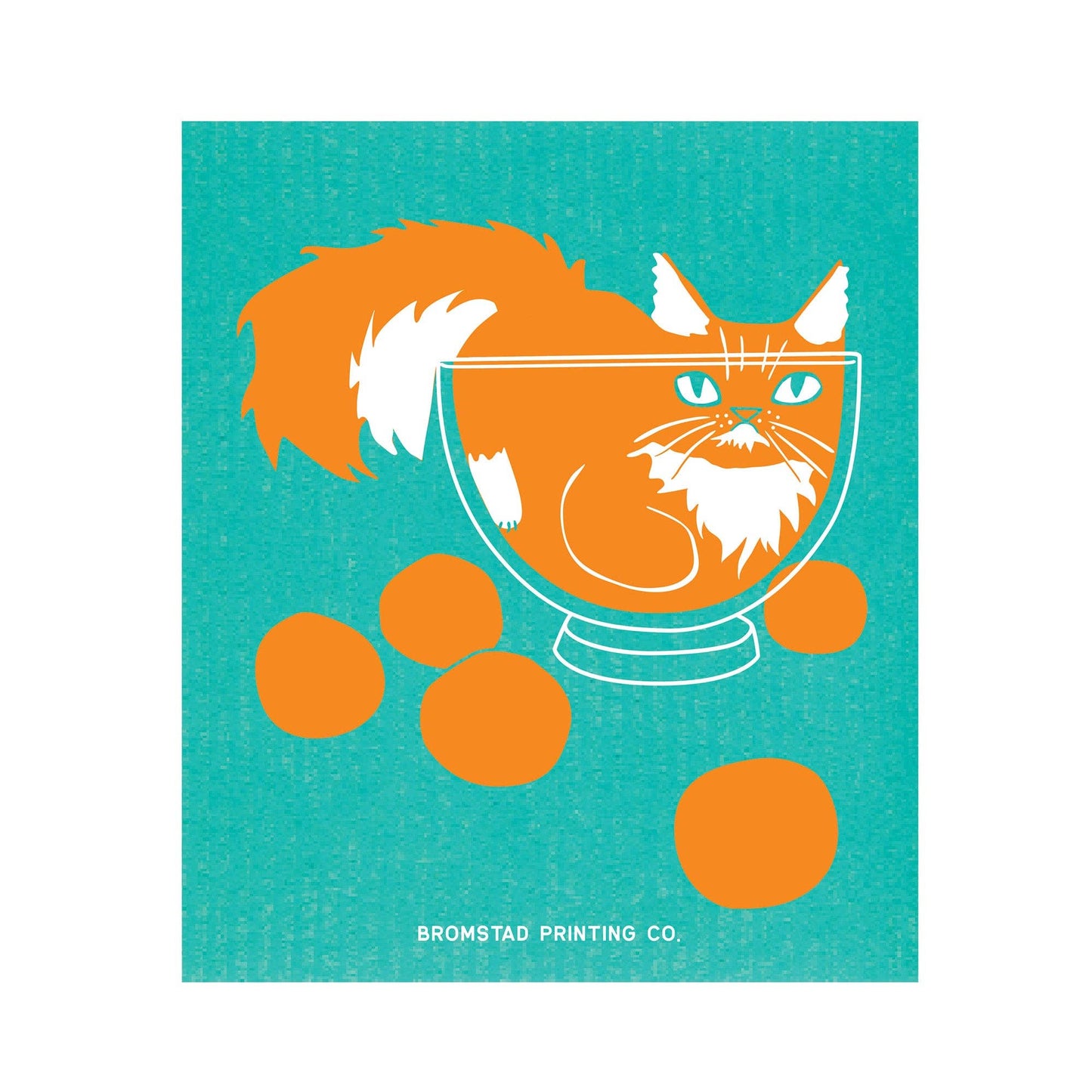 Orange Bowl Cat - Swedish Dishcloth