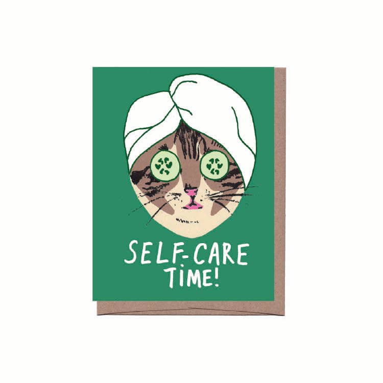 Self Care Cat Greeting Card