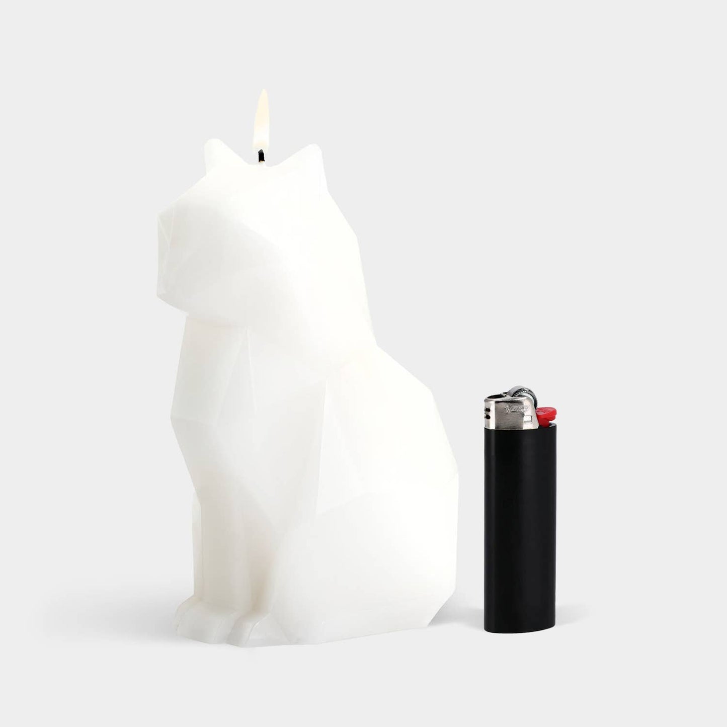 PyroPet Kisa Cat Skeleton Candle - 7" Tall, White