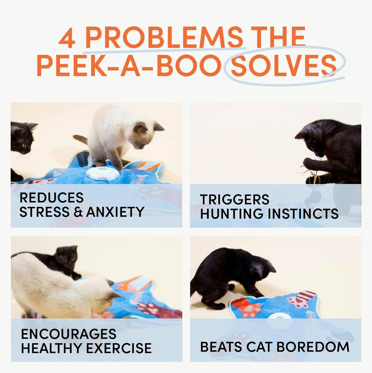 Paw Paw Peek-A-Boo Interactive Cat Toy – 5-Point Feather Hunting Game with Bird Sounds