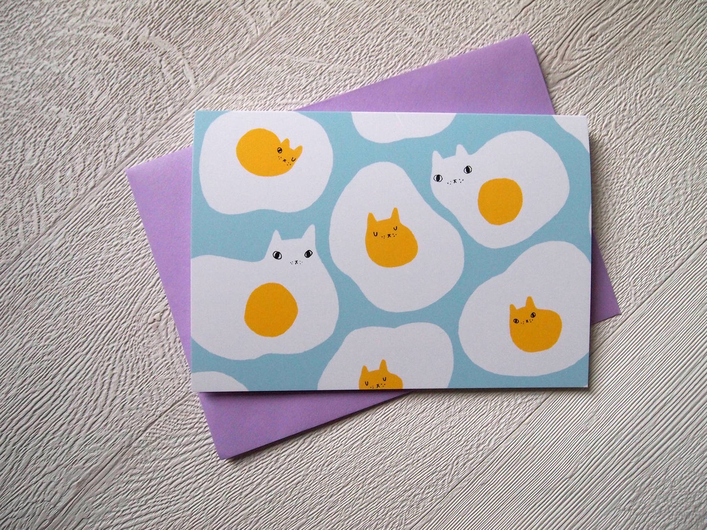 I LIKE CATS - Egg cats illustrated blank greetings card