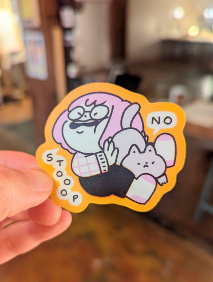 lauradzeng - Stop No Cat Butt In Face Sticker – Funny Cat Lady Vinyl