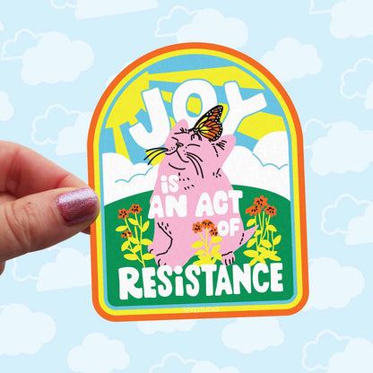 Joy is an Act of Resistance Kitten Vinyl Sticker