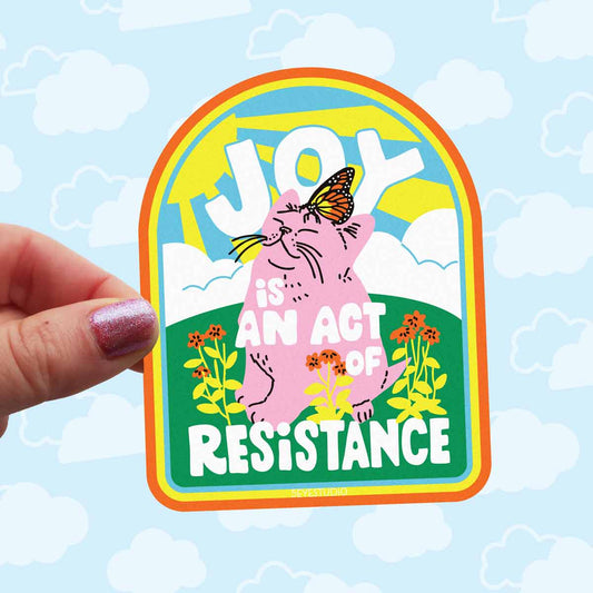 Joy is an Act of Resistance Kitten Vinyl Sticker