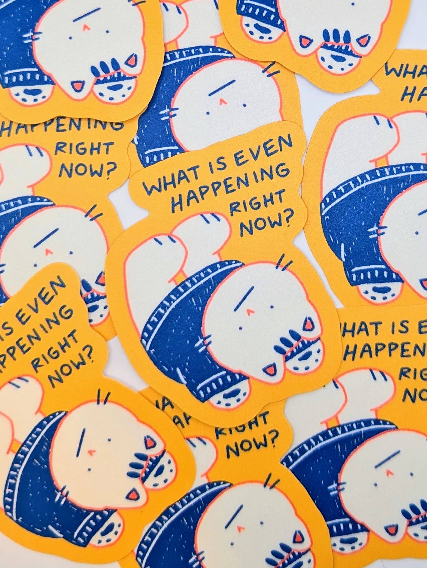 lauradzeng -  Existential Cat Crisis – "What Is Even Happening?" Sticker
