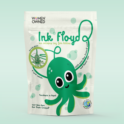 Wool Octopus Cat Toy with 4-Foot Tether - blue, green