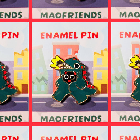 Maofriends - Godzilla Costume black cat Enamel Pin