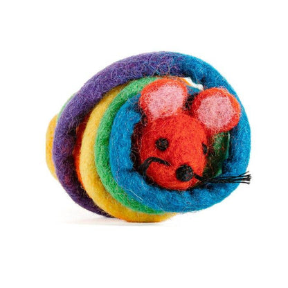Wool Mouse Cat Toy 6-Foot-Tail - red rainbow unicorn dragon