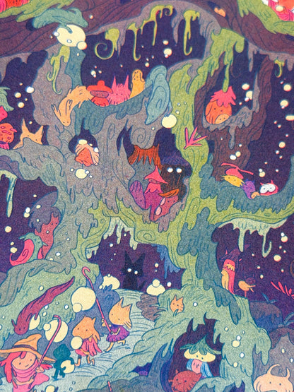 The Night Parade Small Riso Print / Woodfolk Collection