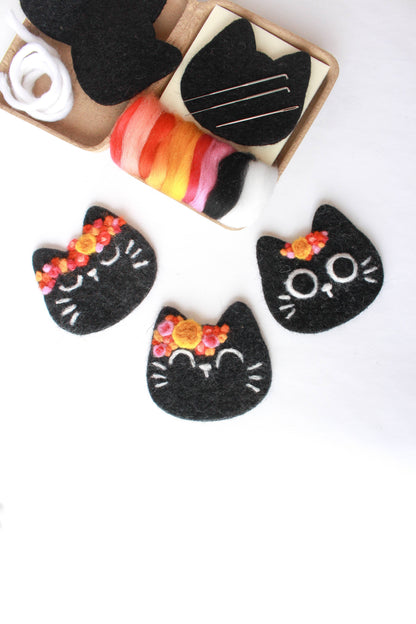 Mini Black Cats Felting Craft Kit 