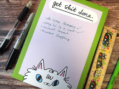 Get S- Done funny Cat Notepad