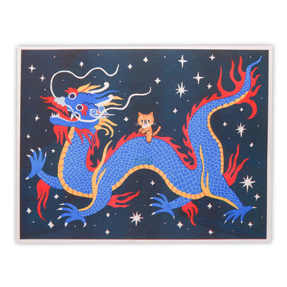 Megan Wang - Dragon Rider Risograph Print 🐉