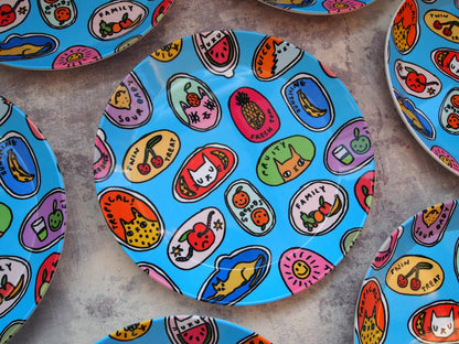 Cat Fruit Illustrated Plastic Snack Plate