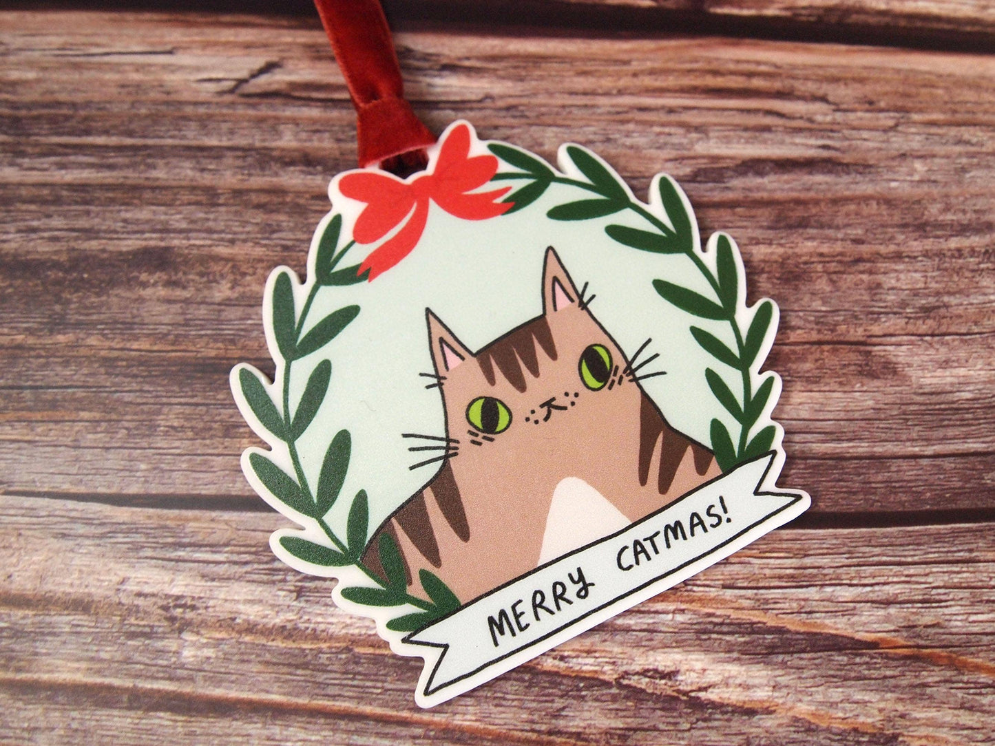 I LIKE CATS - Tabby Cat Christmas Tree Ornament Decoration
