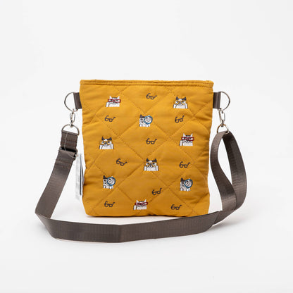 Kusuguru Japan Embroidered Cat Compact Crossbody Bag
